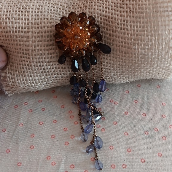 Gold Tone Vintage Grape Vine Sunburst Brooch - Picture 2 of 8